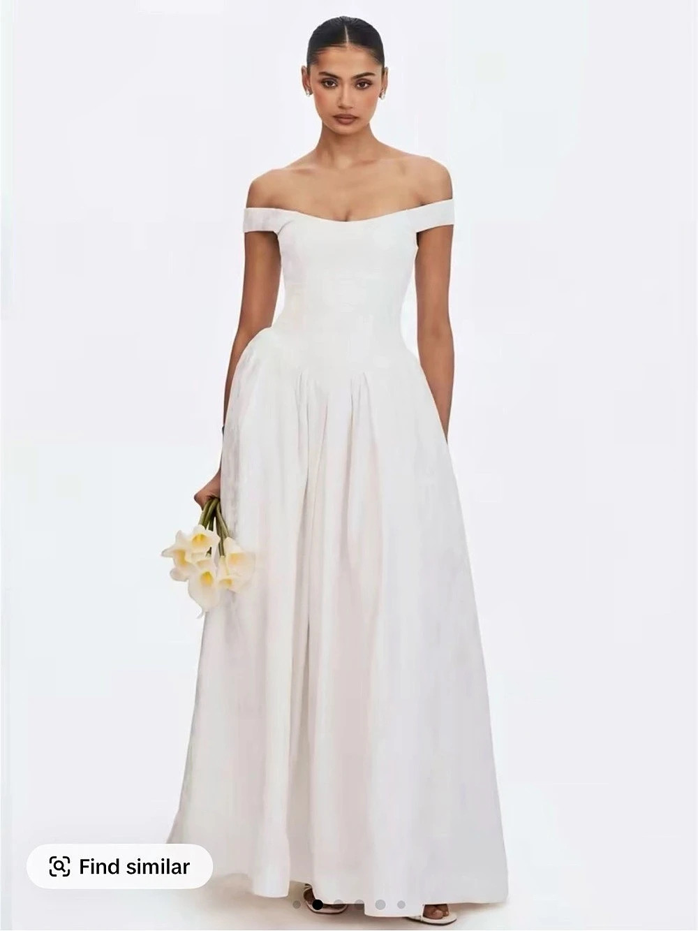Miss Circle Tinsley White Jacquard Bardot Wedding Gown